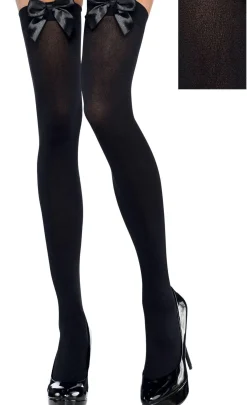 Party City Tights-Adult Black Bows Opaque Thigh-High Stockings
