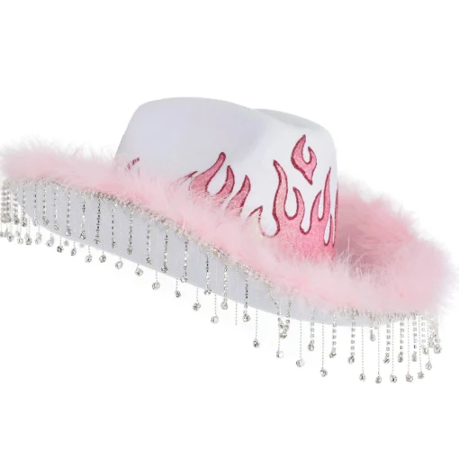 Party City Cowboy-Adult Pink Flame Fabric Cowboy Hat