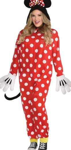 Women Disney Channel Disney|Adult Zipster Red Polka Dot Minnie Mouse One Piece Costume Plus Size - Disney