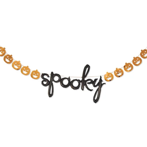 Party City Balloons|Air-Filled Black & Orange Spooky Halloween Balloon Banner, 20Ft