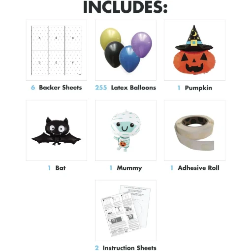 Party City Balloons|Air-Filled Halloween Friends Foil & Latex Balloon Backdrop Kit, 6.25Ft X 5.9Ft