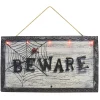 Party City Decorations|Animatronic Light-Up Beware Plastic & Metal Sign, 18.5In X 10.6In - Halloween Decoration