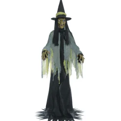 Party City Animatronics|Animatronic Light-Up Talking Towering Witch Halloween Decoration, 10Ft