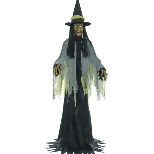 Party City Animatronics|Animatronic Light-Up Talking Towering Witch Halloween Decoration, 10Ft