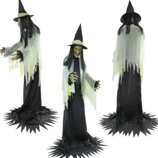 Party City Animatronics|Animatronic Light-Up Talking Towering Witch Halloween Decoration, 10Ft