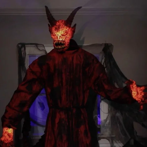 Party City Animatronics|Animatronic Light-Up Talking Lava Demon Decoration With Fog Effect, 7.5Ft