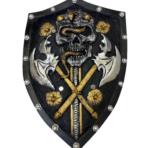 Party City Weapons|Black & Gold Dark Warrior Shield, 13In X 19In - High-Density Foam Prop