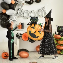 Party City Balloons|Black Cat & Pumpkin Halloween Foil Balloon, 24In X 29In
