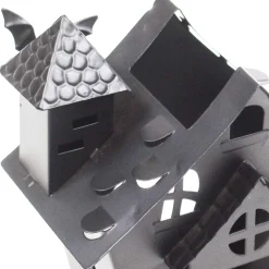 Party City Table Décor & Centerpieces|Black Crooked Haunted House Metal Tea Light Candle Holder, 6.5In - Halloween Decoration