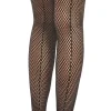 Party City Bodywear-Black Diamond Fishnet Stockings For Adults With Bow Backseam