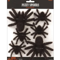 Party City Spiders & Webbing|Black Fuzzy Spiders 6Ct
