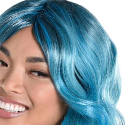 Party City Wigs-Blue Medium Length Curly Wig
