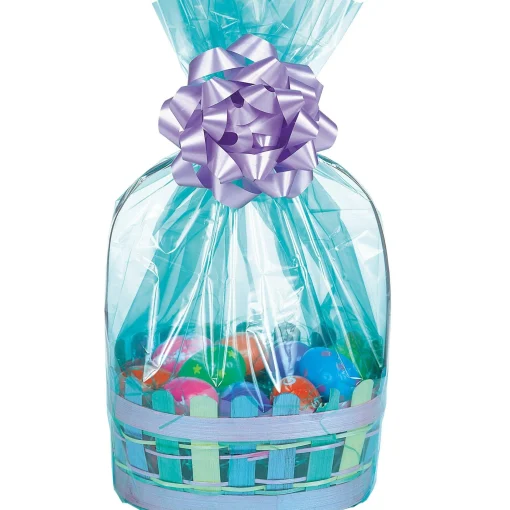 Party City Baking Supplies-Caribbean Blue Plastic Gift Basket Bags 2Ct