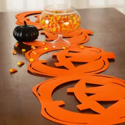 Party City Table Décor & Centerpieces|Classic Orange Jack-O'-Lantern Die-Cut Felt Table Runner, 13.4In X 53.5In