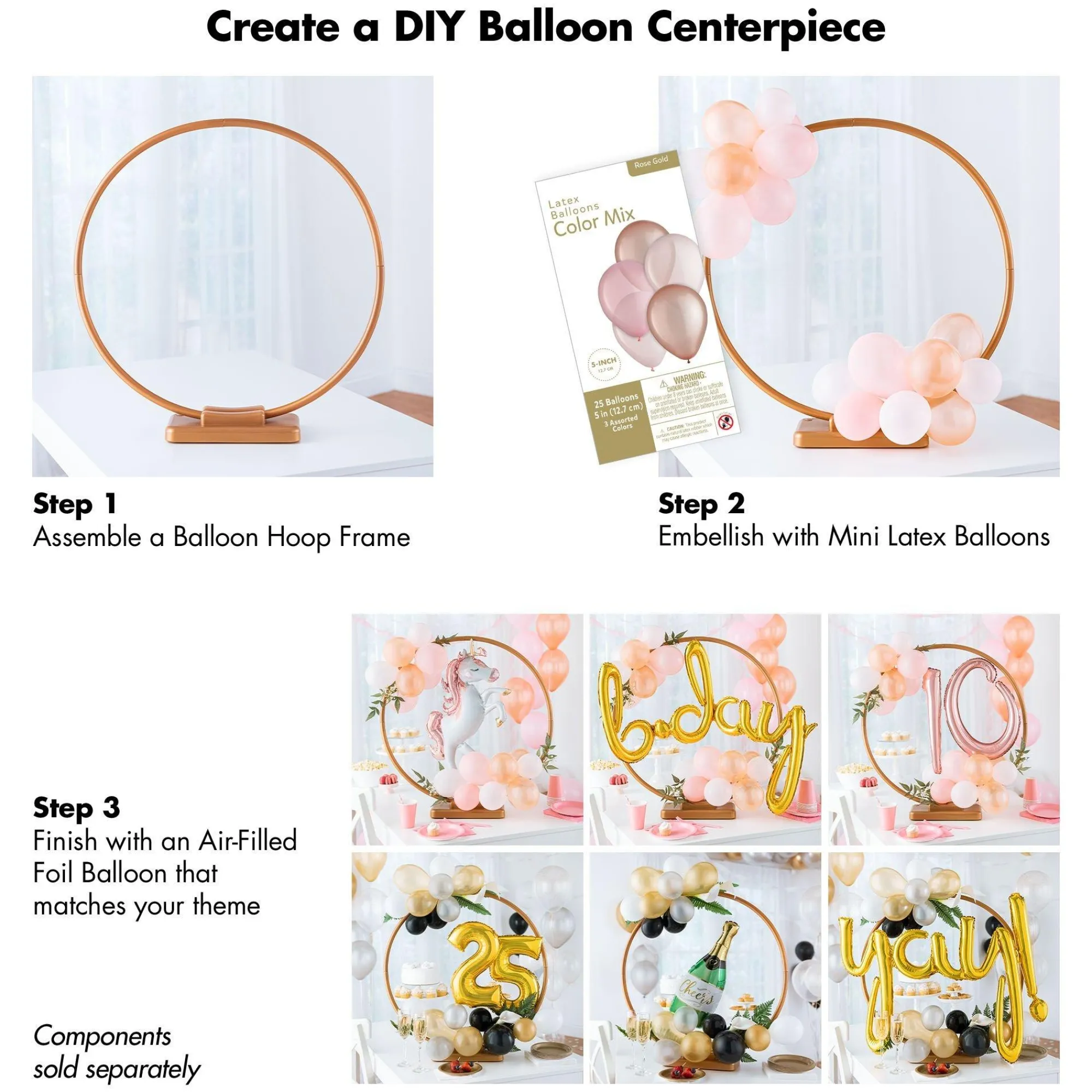 Party City The Nightmare Before Christmas|25Ct, 5In, Halloween 4-Color Mix Latex Balloons - Black, Green, Orange, & Purple