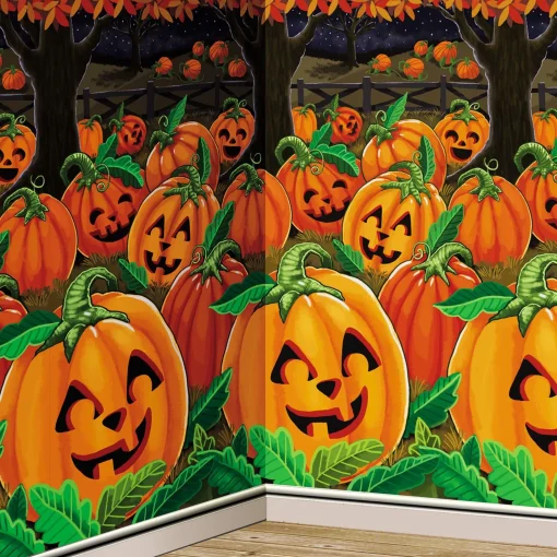 Party City Window & Wall Décor|Family Friendly Pumpkin Patch Plastic Scene Setter Room Roll, 40Ft