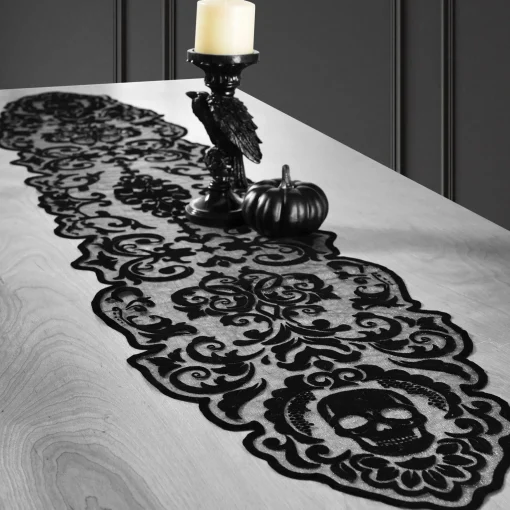 Party City Table Décor & Centerpieces|Glitter Glam Boneyard Fabric Table Runner, 1.2Ft X 5.8Ft