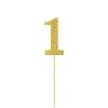 Party City Cupcake Decorations & Picks-Glitter Gold Number 1 Picks 4Ct