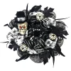 Party City Door Décor & Signs|Glitter Skull & Spider Foam & Fabric Wreath, 22In