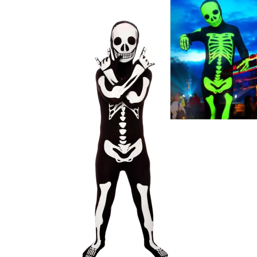 Boy Party City Scary|Glow-In-The-Dark Skeleton Morphsuit Costume For Kids