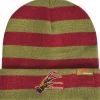 Party City Hats-Green & Red Embroidered Freddy Krueger Glove Striped Acrylic Knit Beanie - A Nightmare On Elm Street