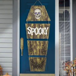 Party City Hanging Props|Hanging Coffin With Animated Skull, 5Ft - Halloween Decoration