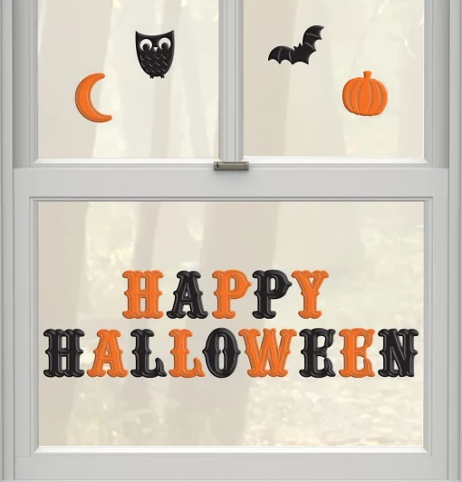 Party City Decorations|Happy Halloween Gel Cling Decals 18Ct - Modern Halloween