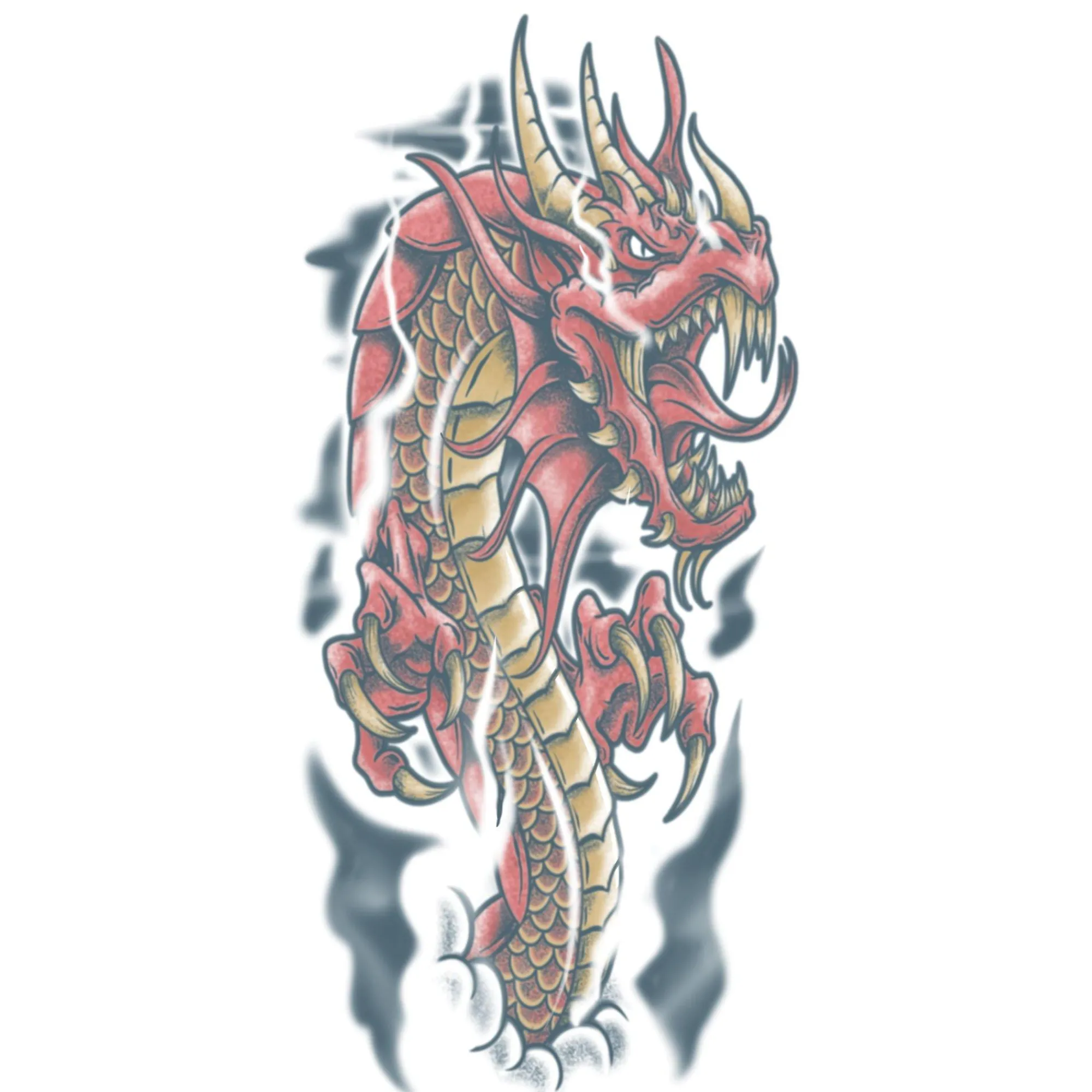 Party City Makeup-Japanese-Style Red Dragon Temporary Tattoo Sleeve, 3Pc