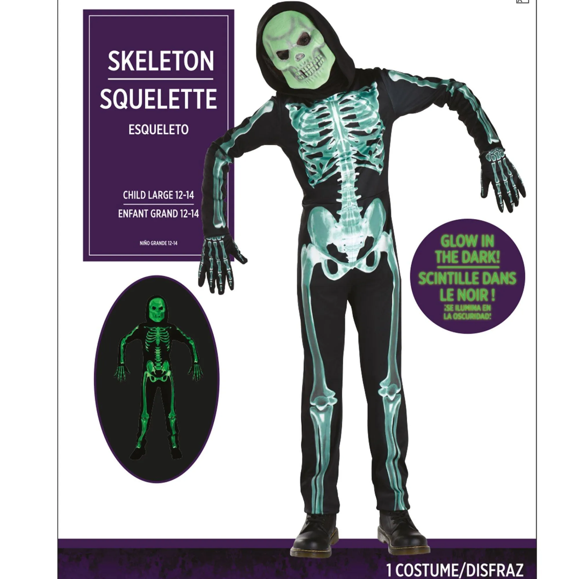 Boy Party City Scary|Kids' Glow-In-The-Dark Skeleton Costume