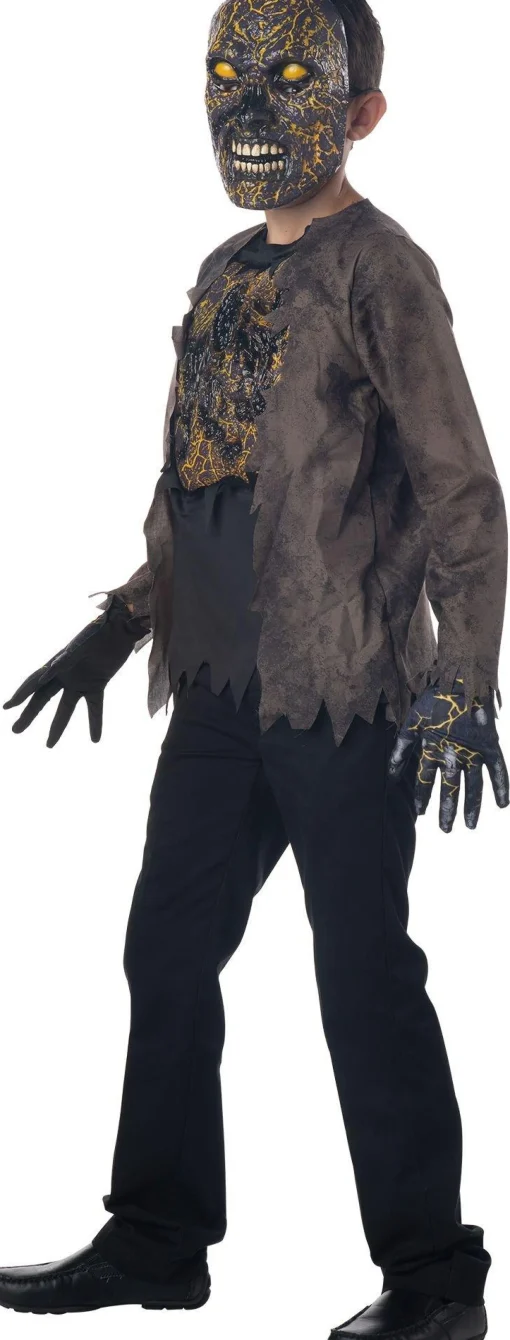 Boy Party City Scary|Kids' Light-Up Extreme Scorched Zombie Deluxe Costume
