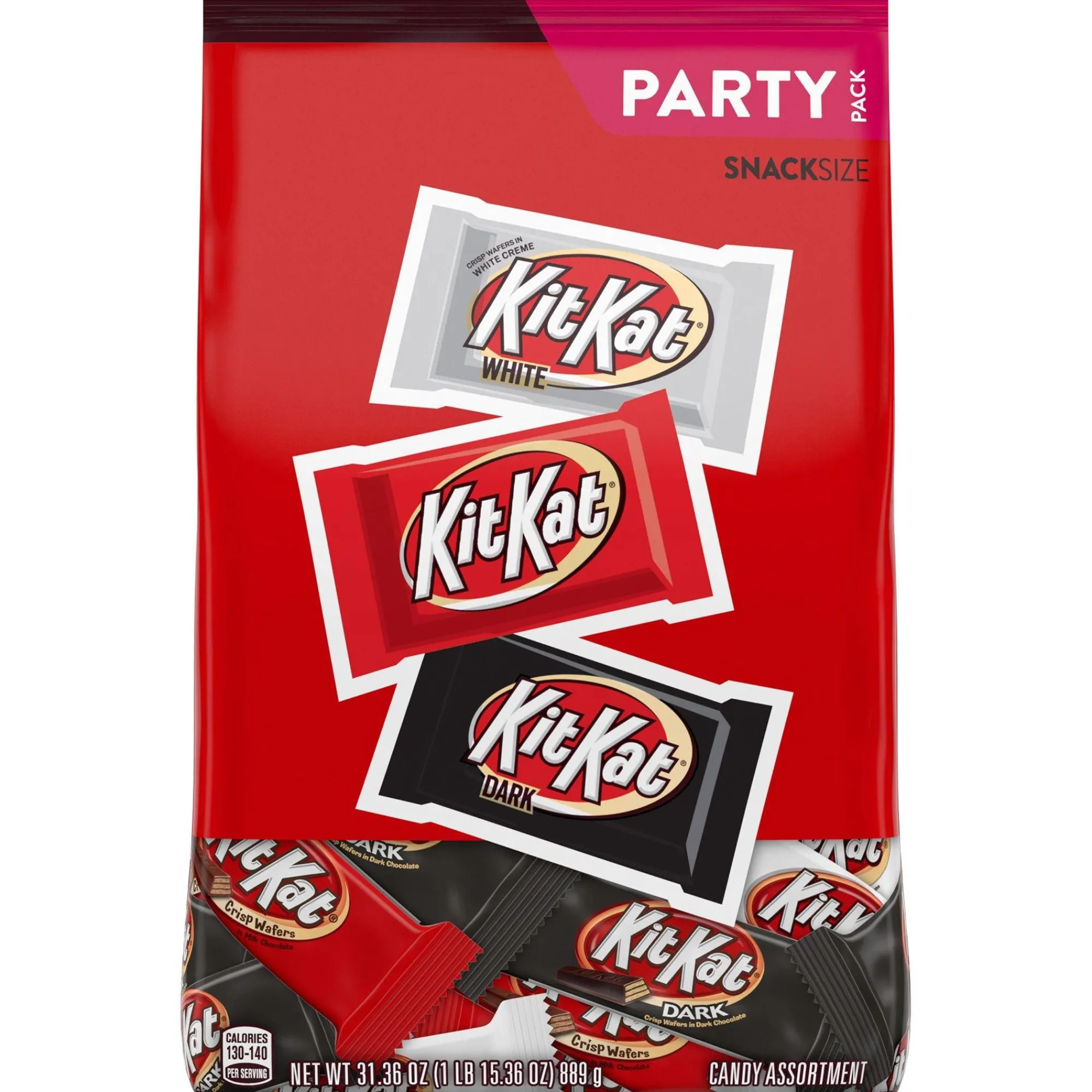 Kit Kat Bulk Candy-® Snack Size Assortment, Party Pack, 31.36Oz - Dark Chocolate, Milk Chocolate, & White Creme