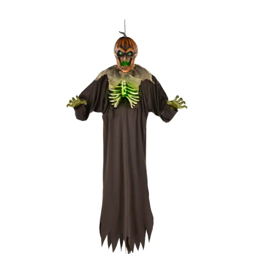 Party City Hanging Props|Light-Up & Talking Jack-O'-Lantern Ghoul Hanging Decoration, 6Ft