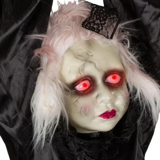 Party City Door Décor & Signs|Light-Up Animated Creepy Doll Plastic & Fabric Hanging Decoration With Sounds, 53In
