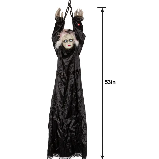 Party City Door Décor & Signs|Light-Up Animated Creepy Doll Plastic & Fabric Hanging Decoration With Sounds, 53In