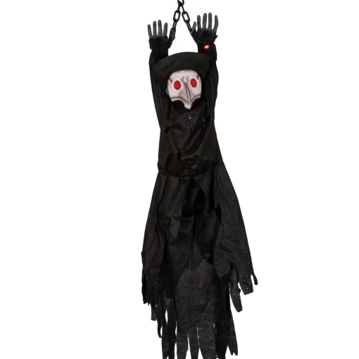 Party City Window & Wall Décor|Light-Up Animated Plague Doctor Plastic & Fabric Hanging Decoration With Sounds, 53In