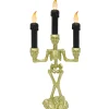 Party City Skeletons|Light-Up Gold Skeleton Plastic Candelabra, 6.3In X 14In