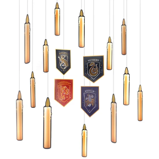 Party City Harry Potter Hogwarts|Metallic Hogwarts United Cardstock Hanging Decorations, 24Ct - Harry Potter