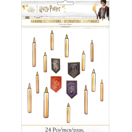 Party City Harry Potter Hogwarts|Metallic Hogwarts United Cardstock Hanging Decorations, 24Ct - Harry Potter