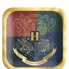 Party City Harry Potter Hogwarts|Metallic Hogwarts United Square Paper Dessert Plates, 7In, 8Ct - Harry Potter
