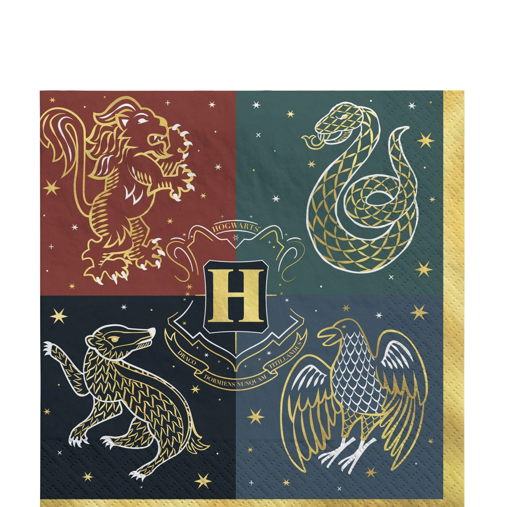 Party City Harry Potter Hogwarts|Metallic Hogwarts United Paper Lunch Napkins, 6.5In, 16Ct - Harry Potter