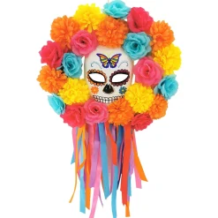 Party City Door Décor & Signs|Multicolor Floral Calavera Day Of The Dead Wreath, 18In
