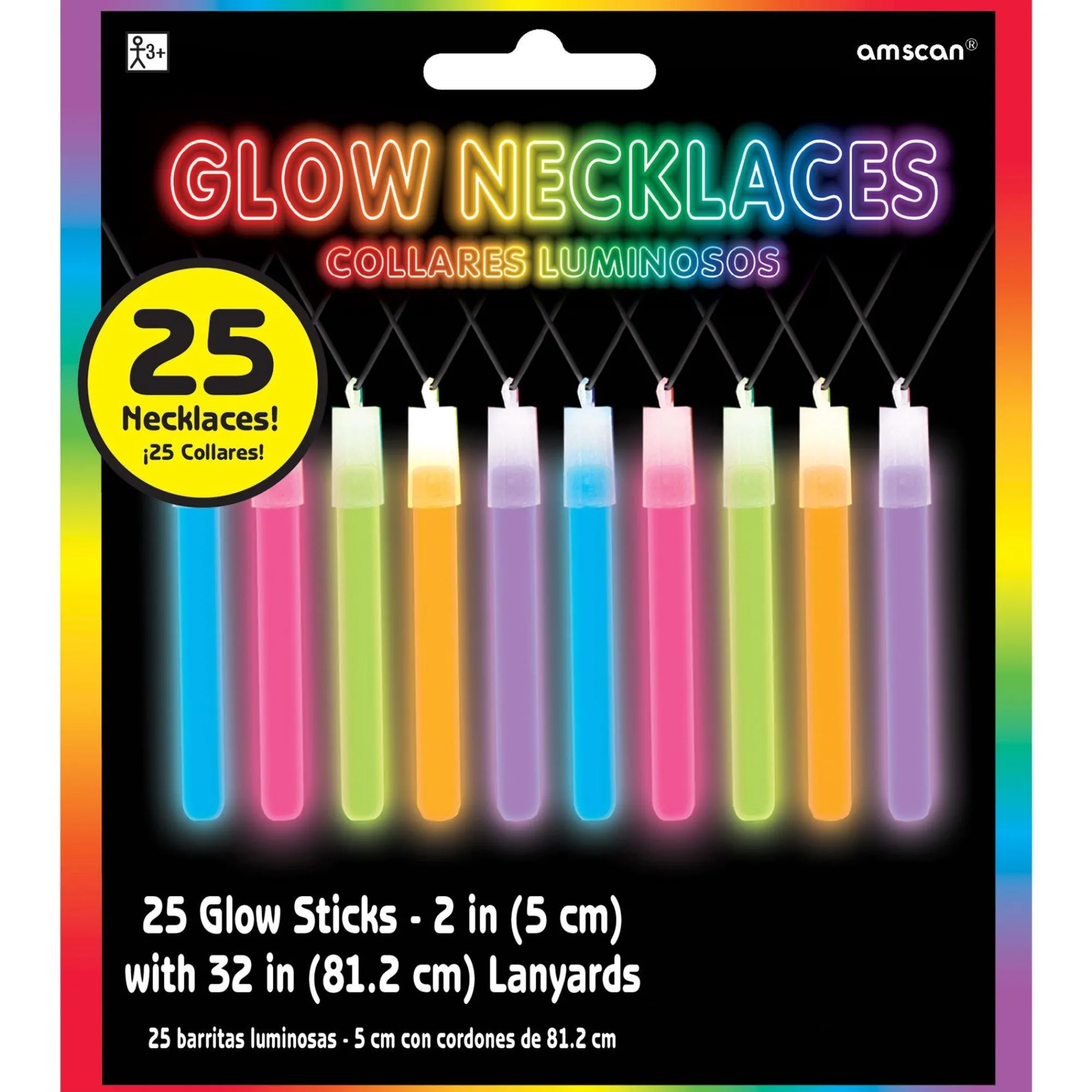 Party City Glow Sticks & Safety Lights|Multicolor Glow Stick Necklaces 25Ct