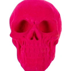 Party City Window & Wall Décor|Neon Pink Black Light Reactive Flocked Skull Decoration, 3.46In