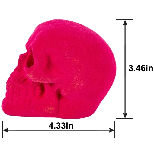Party City Window & Wall Décor|Neon Pink Black Light Reactive Flocked Skull Decoration, 3.46In