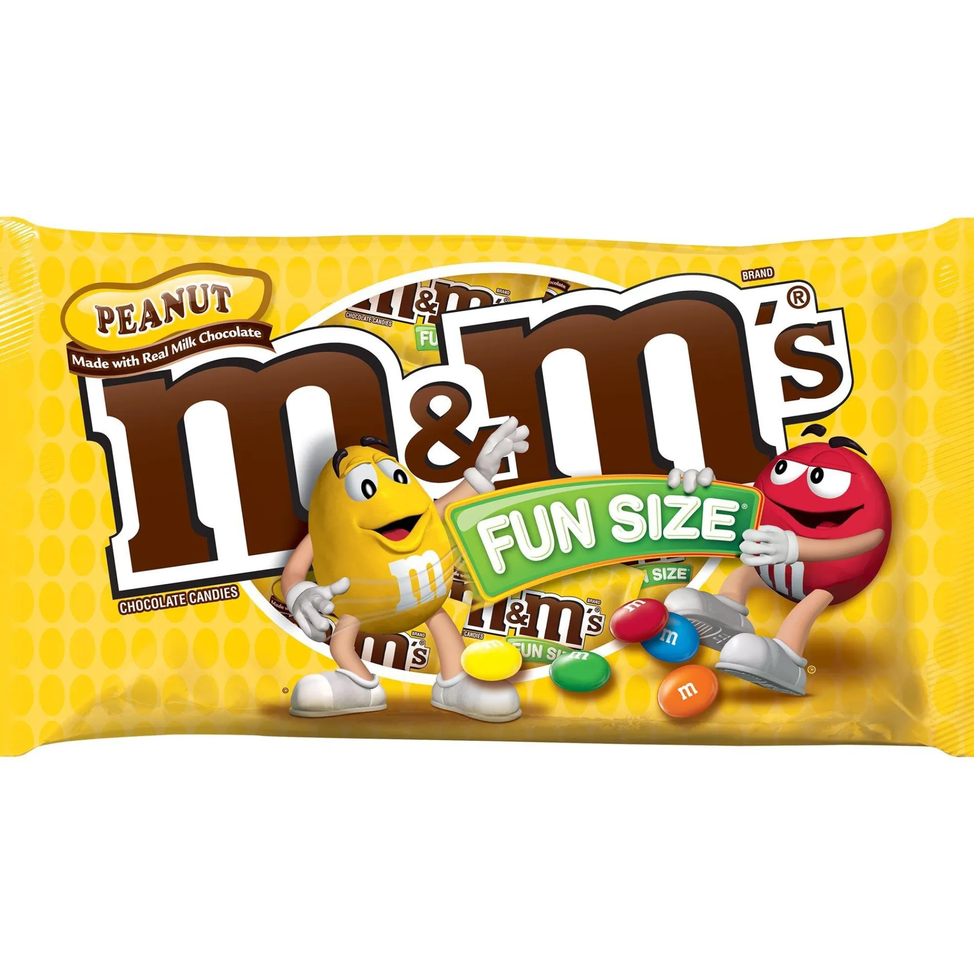 M&Ms Bulk Candy-Peanut M&M's Milk Chocolate Candies Fun Size Pouches Bag, 16Pc