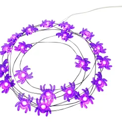 Party City Spiderweb Night|Purple Spider Halloween Led Plastic String Lights, 20 Bulbs, 6.3Ft