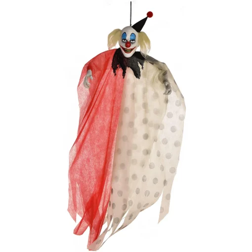 Party City Creepy Carnival|Scary Red & White Polka Dot Clown Fabric & Plastic Hanging Decoration, 48In