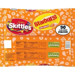 Skittles,Starburst Bulk Candy-Skittles & Starburst Original Fun Size Variety Mix, 34.7Oz, 90Pc