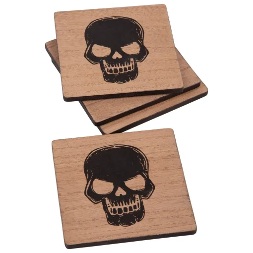 Party City Boneyard Glam|Skull Fiberboard Coasters, 4In, 4Ct