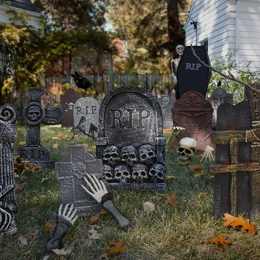 Party City Tombstones & Fencing|Skulls Tombstone Decoration
